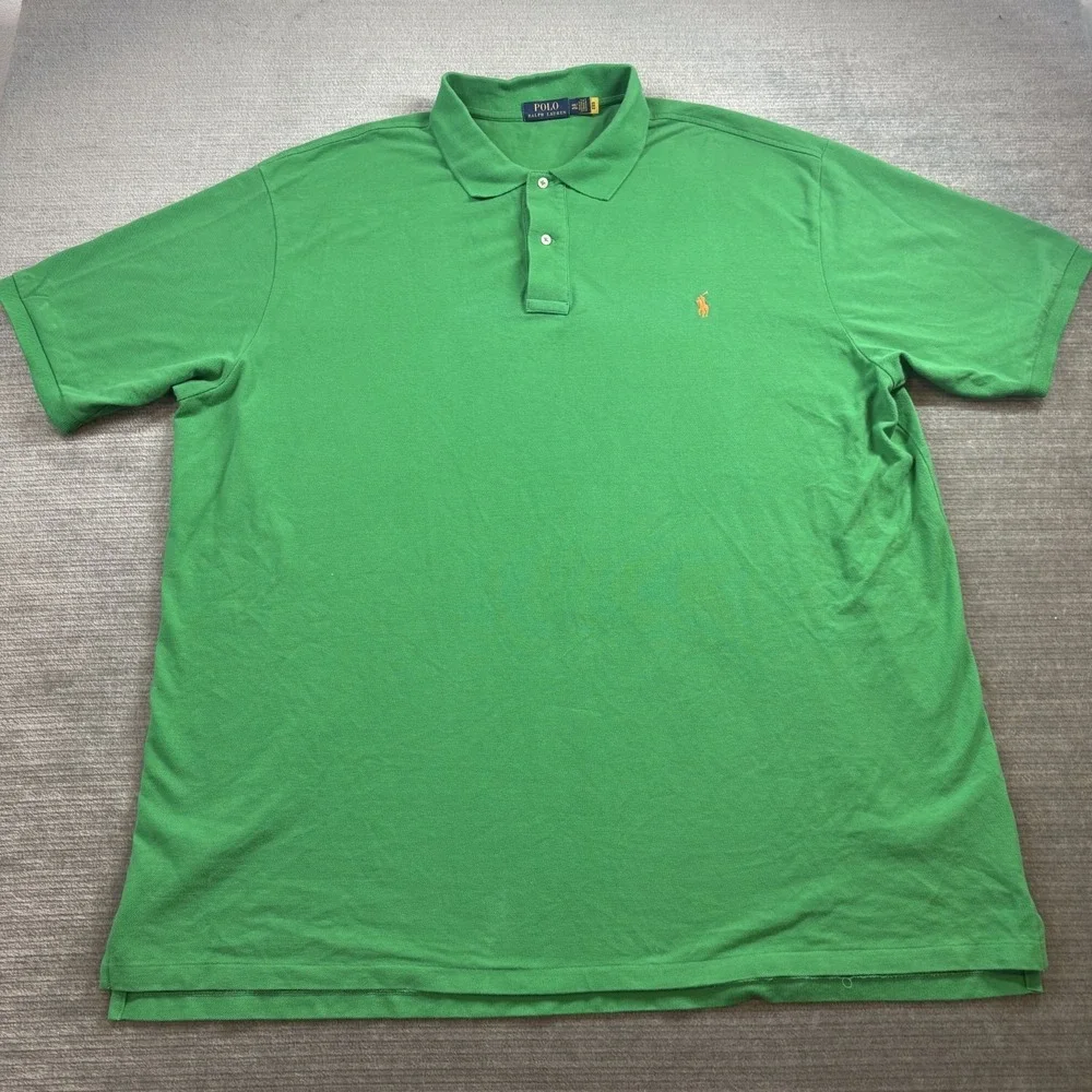 Polo Ralph Lauren Polo‎ Shirt Mens 4XLT Green Short Sleeve Orane Pony Casual